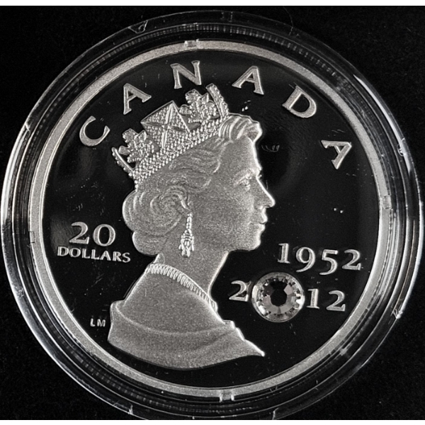 2012 $20 The Queen's Diamond Jubilee - 99.9% Fine Silver Coin w/ Swarovski Crystal - #2