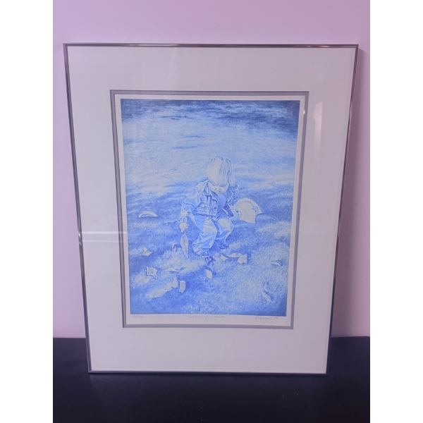 Framed Limited Edition Print by R. Galperl, Titled 'Collecting Leaves', Numbered 75/125