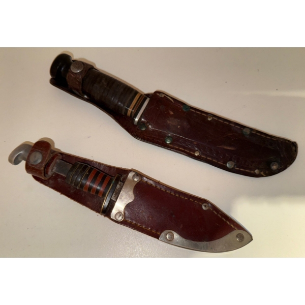 Vintage Blades With Leather Sheath-Remington Hunting Knives