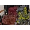 Image 5 : Three Bags: Red Suitcase, Brown Duffel Bag, and Green/Gray Hiking Backpack