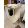 Image 3 : White Wooden Display Stand With Slatted Panels and Sanitizer Dispenser