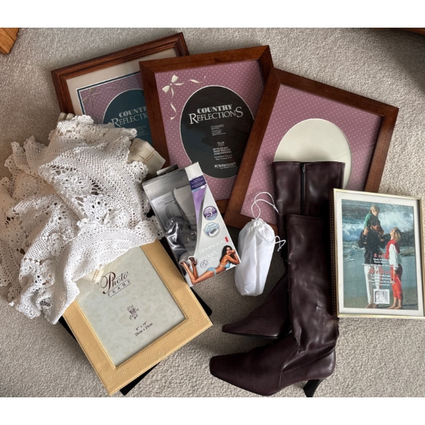 Boots(Size 9) Photo Frames Personal Epilator Doilies & More