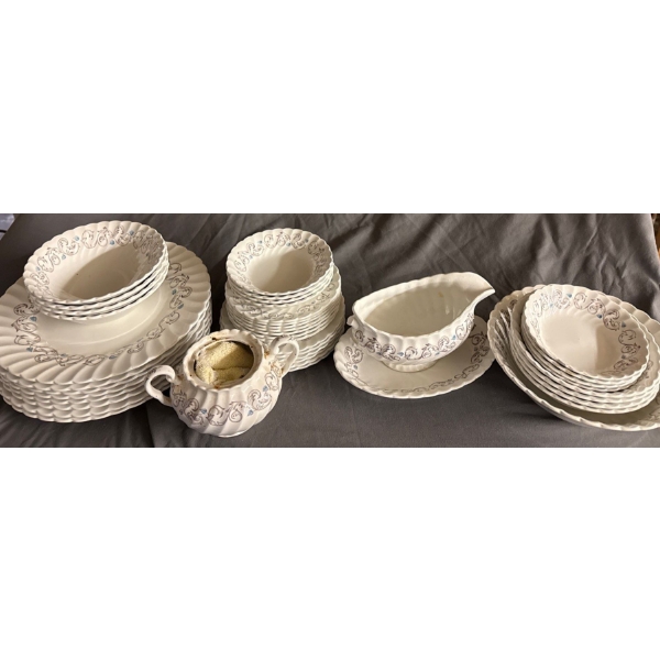 Encore By Johnson Bros. Ironstone Dish Set  (some Chipping/Damage) w/ Decortaive Plates By Wedgewood
