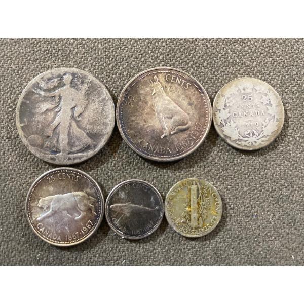 Canadian and U.S. Silver Coins, Including 1867-1967 Commemorative Issues