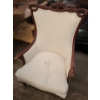Image 1 : Upholstered Beige Chair w/ Carved Wood Detail 27 W, 26 D, 44 T 
