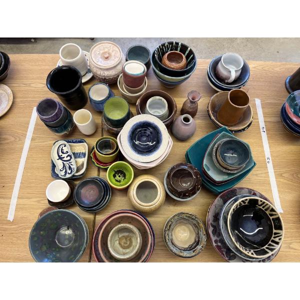 Ashtrays bowls, serving dishes, all ceramic