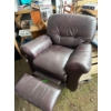 Image 2 : Brown Leather Recliner 40Wx52D Reclined
