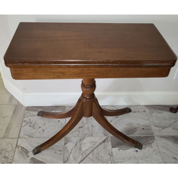 Wooden Side Table, Extendable w/ Hidden Storage, Claw Feet - 30W, 15D, 29T When Closed 