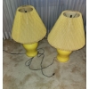 Image 1 : Pair of Vintage Yellow Ceramic Lamps 8" Diameter Base, 26.5 T to Top of Finial 