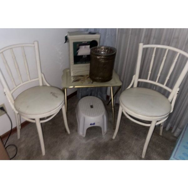 Vintage Upholstered Chairs w/ T.V. Table & More