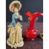 Image 2 : Goebel Collector's Club Figurine, Borsato Porcelain, and Red Glass Vase