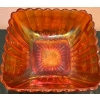 Image 3 : Lustre Rose Fruit Bowl & Pillar Flute Square Bowl  Marigold Carnival Glass-Imperial Co.