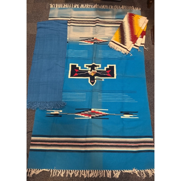Traditional Hispanic Chimayo Blanket - Thunderbird Design & More