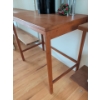 Image 5 : Teak Side Table 25"Tall w/ Faux Flowers & 3 Silverplated Candlestick Holders