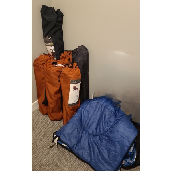 Folding Camping Chairs and Sleeping Bag