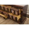 Image 13 : Vintage Dark Wood Bedroom Dresser Set with Intricate Carvings and Brass Hardware ( See Description)