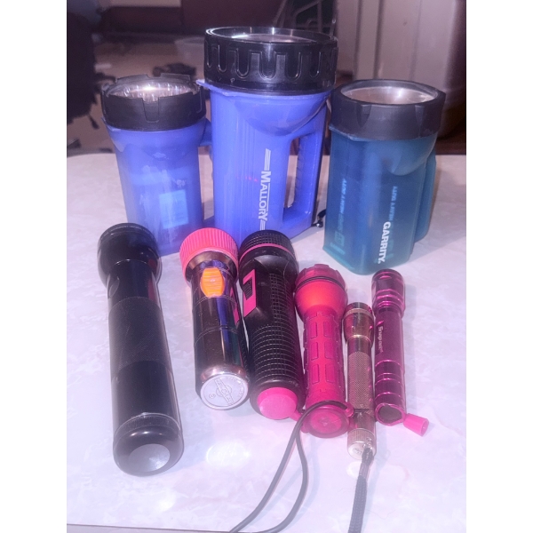 Flashlights, Wooden Figurines, Decorative Pins Assortment