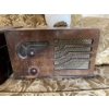 Image 3 : Two antique radios Admiral is the larger radio of the two and a lovely brass and glass hanging lamp 
