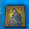 Image 1 : Saint John the Baptist Painted on a Wooden Board - 9.5x9