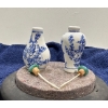 Image 3 : Hand Painted Blue & White Floral Snuff Bottles with Spoons  2.5H
