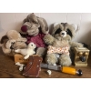 Image 1 : Heritage Collection Collectible Bear w/vintage Mini Axe & Racoon Plush Toy  Dominoes too