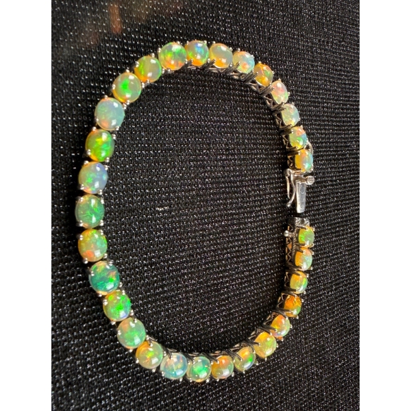 Sterling Silver & Natural Opal Bracelet 12.5g