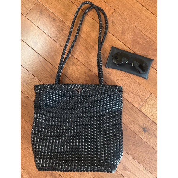 Luxury Vintage Fashion Accessories - PRADA Woven Handbag w/ RayBan Aviators