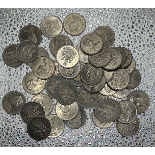 Collection of Canadian Nickel Half Dollars (at least 30)