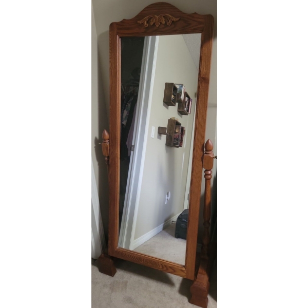 Solid Pine Cheval Mirror On Adjustable Base - Full Length Floor Mirror - 6 Feet Tall 