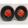 Image 1 : Chalk Flowers, Pair of Red Roses In Black Frames