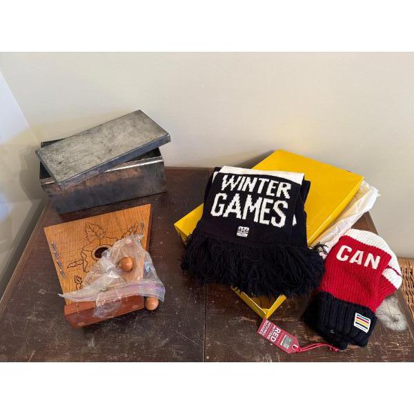 New Olympic Scarf & Gloves Set w/ Musical Instrument & Metal Box 