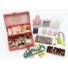 Image 1 : Vintage Costume Jewelry Lot with Pink Jewelry Box and Various Accessories
