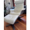 Image 2 : Amazing Retro Leather Chair With Foot Stool Metal base and Wood frame H40 W32" D19"