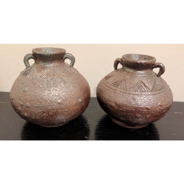 Vintage Morroccan Berber Pottery Pots Handcrafted From Natural Clay 5"Tall 