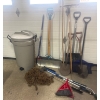 Image 1 : Yard and Garden Tools with Trash Bin and Rusted Metal Chain