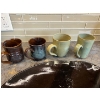 Image 3 :  Eileen Purdey Pottery , epp, Rocky Mountain House, AB Round dish with 4 assorted mugs No chips