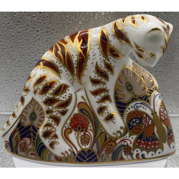 Gorgeous English Royal Crown Derby Bone China 'Bengal Tiger Cub' Figurine - 5In Long
