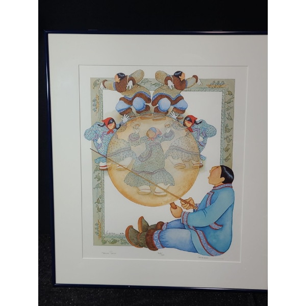 "Drum Song", Artist: Barbara Lavallee, 364/750, Offset Lithograph Framed Under Glass 22 x 25.5 