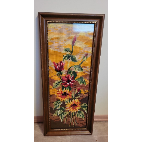 Embroidered Floral Art 13x24