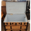 Image 5 : Vintage Wood and Black Metal Trunk, Lock Needs Replacing - 26"H x 36"W x 22"D
