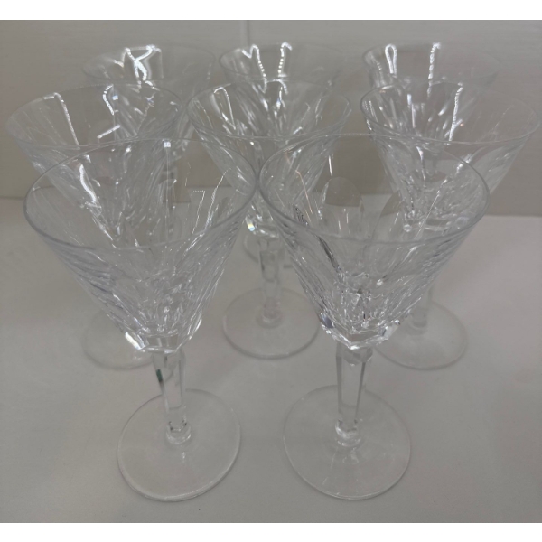 Waterford Crystal Sheila Pattern Water Goblets(8) - 7 3/8" Tall