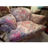 Image 6 : Custom made solid wood frame floral print vintage couch and chair in like new condition very comfort