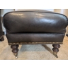 Image 4 : Chocolate Genuine Leather Ottoman With Nailhead Trim and Wooden Turned Legs