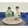Image 2 : Hand Painted Porcelain & Glass Snuff Bottles with Spoons  2.5H & 2.25H