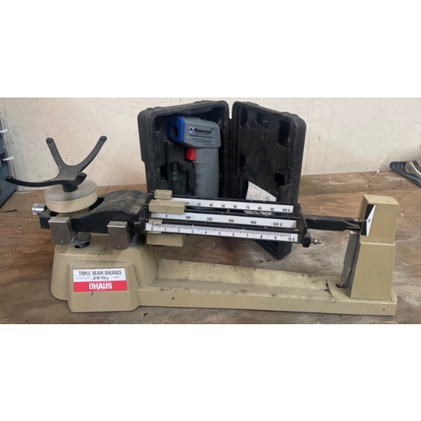 Ohaus Triple Beam Balance Scale & Mastercool Infrared Thermometer  ModelNo52224