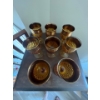 Image 3 : Vintage Retro 1960 Indiana Glass Diamond Point Amber Goblet set of 8 in great condition