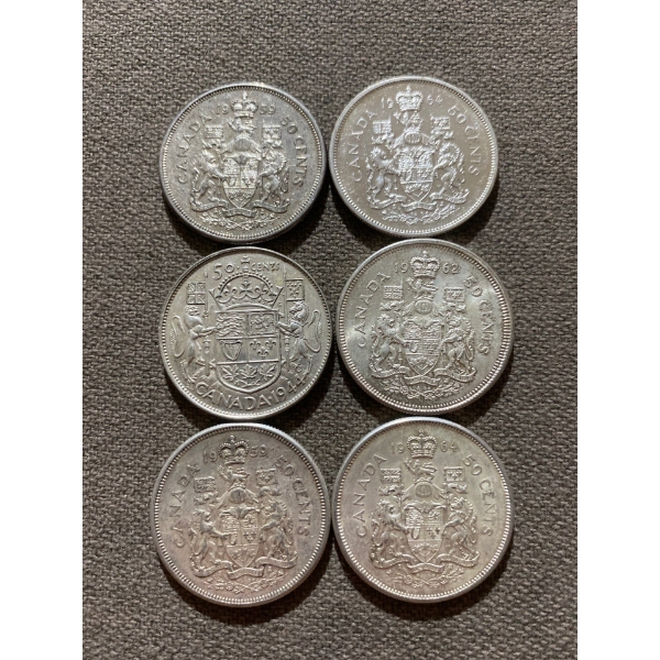 Canadian 50-cent Pieces 11.66 g Silver (.800)