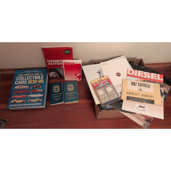 Collection of Vintage Automotive Literature & Accessories - Old & New Car Manuals