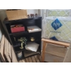 Image 1 : Metal Utility Shelf w/ Contents 36x12x45 & Antique Oak Bar Kart (in Storage Space on P1)