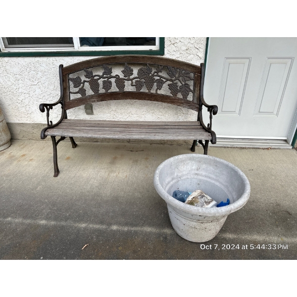 Metal Garden Seat & Plastic Pot